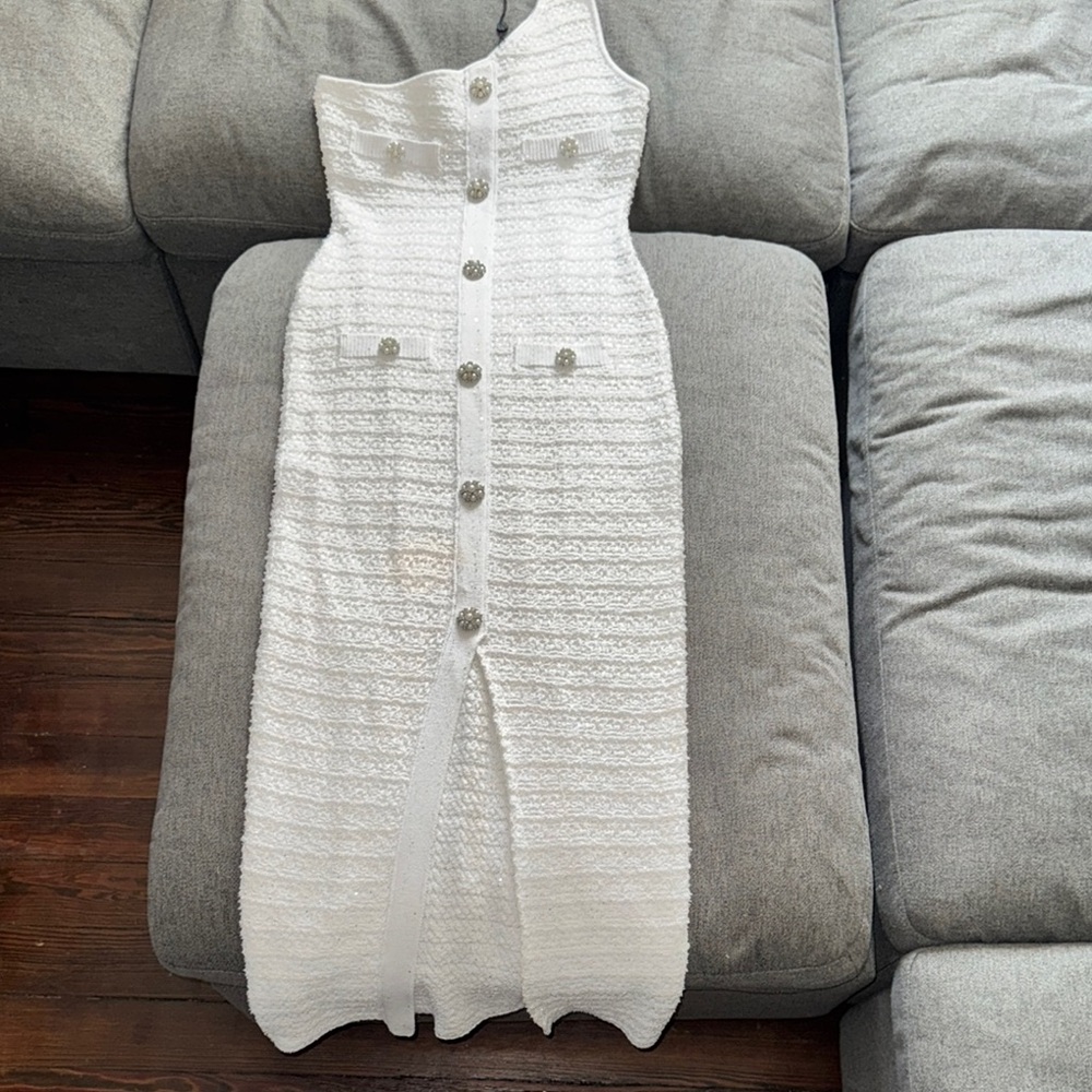Fashion Nova White One Shoulder Dress